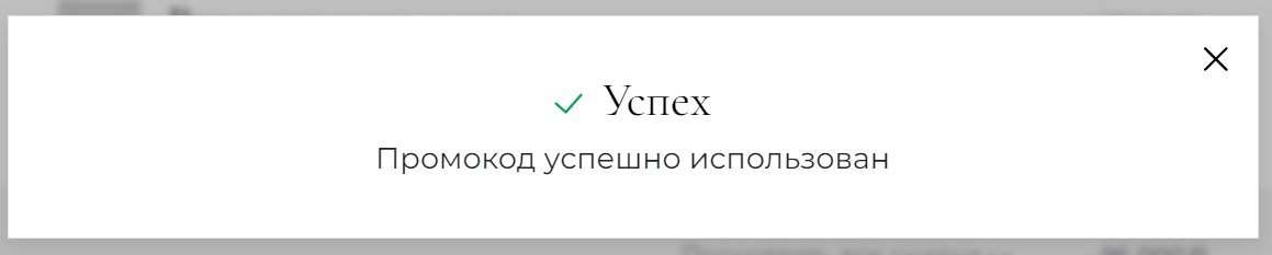Использование промокода - успех